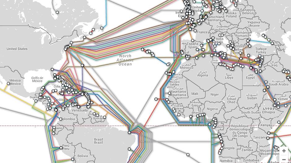  Kako se napaja internet, kablovi koji napajaju internet, TeleGeography Submarine Cable Map 
