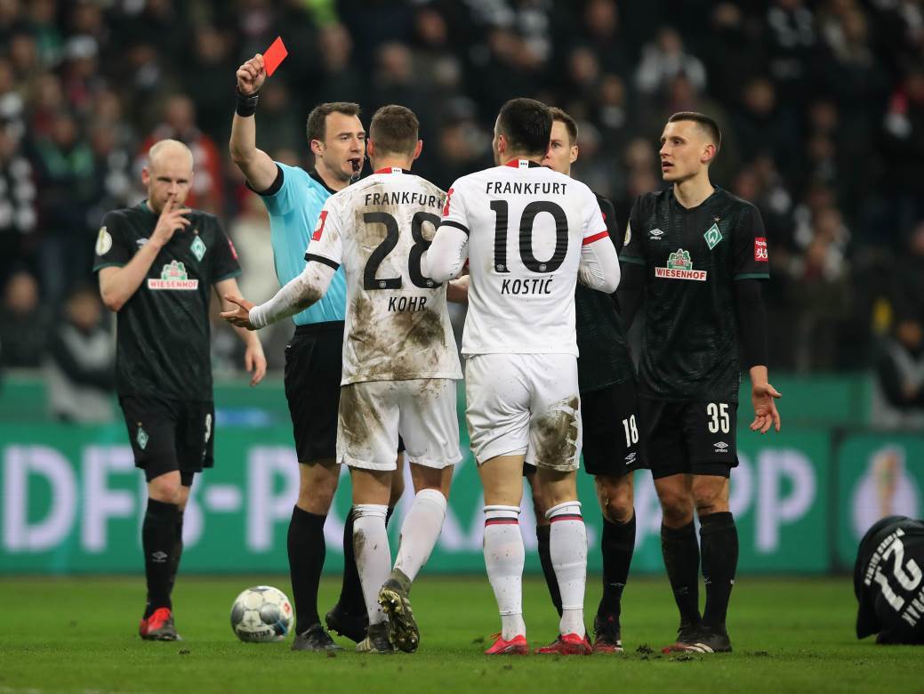  Ajntraht - Verder 2:0 DFB Pokal Kup Njemačke četvrtfinale Filip Kostić asistent 