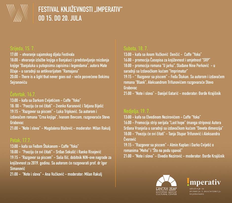  Treći festival književnosti Imperativ od 15. do 20. jula (program) 
