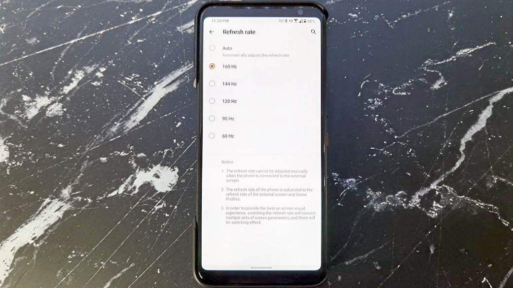 ASUS ROG Phone 2 160 Hz ekran