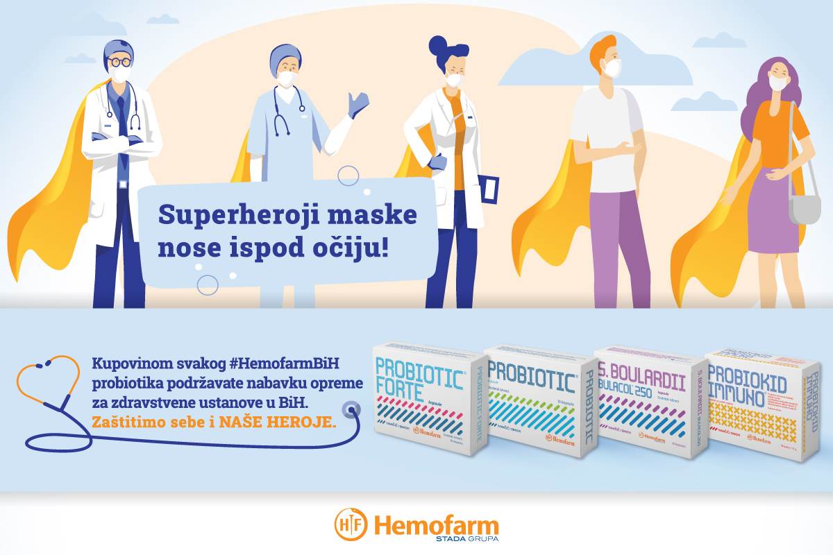  Hemofarm dio novca od prodaje probiotika izdvaja za nabavku zaštitne opreme zdravstvenim ustanovama u BiH 