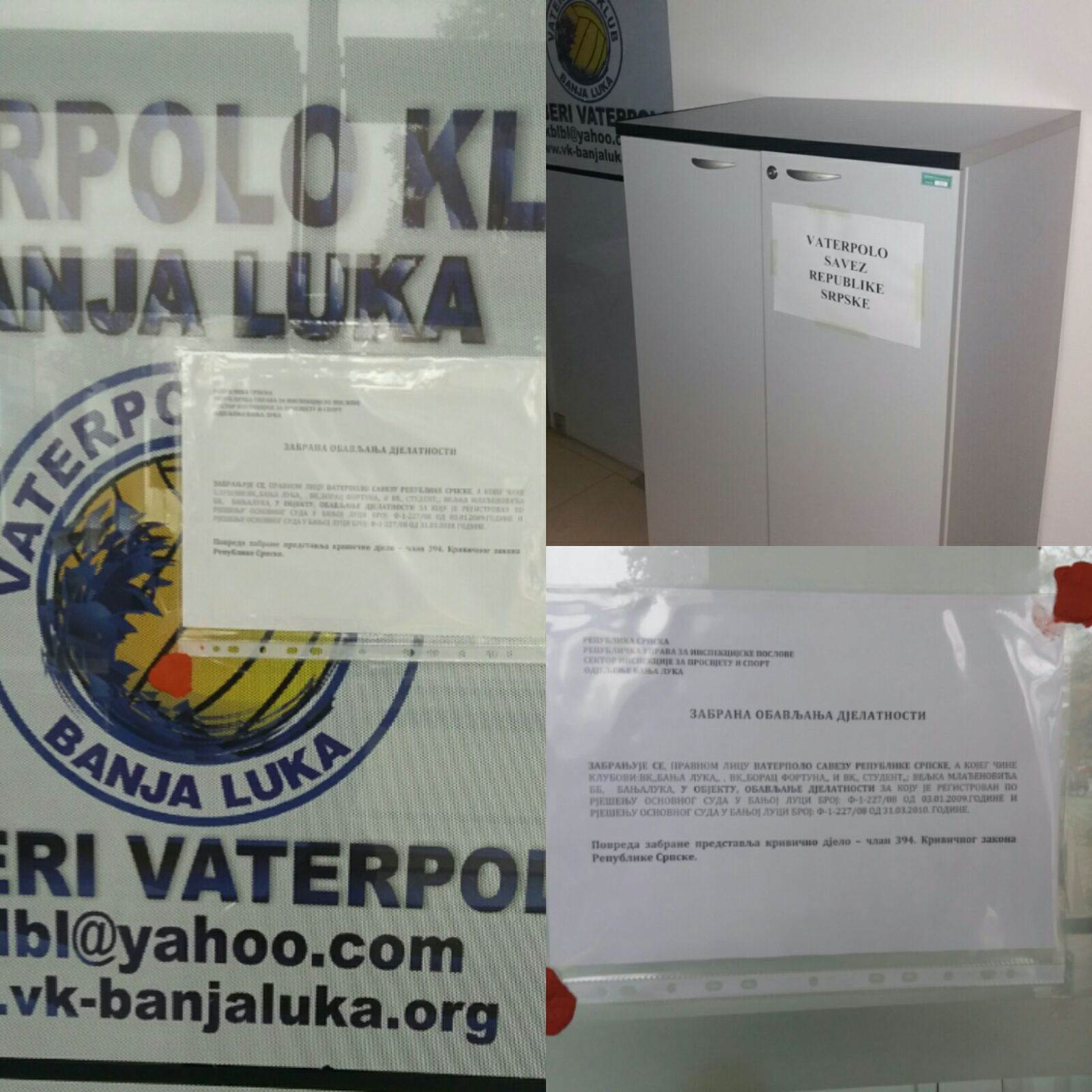  Inspektorat RS zabranjen rad Vaterpolo savez RS 