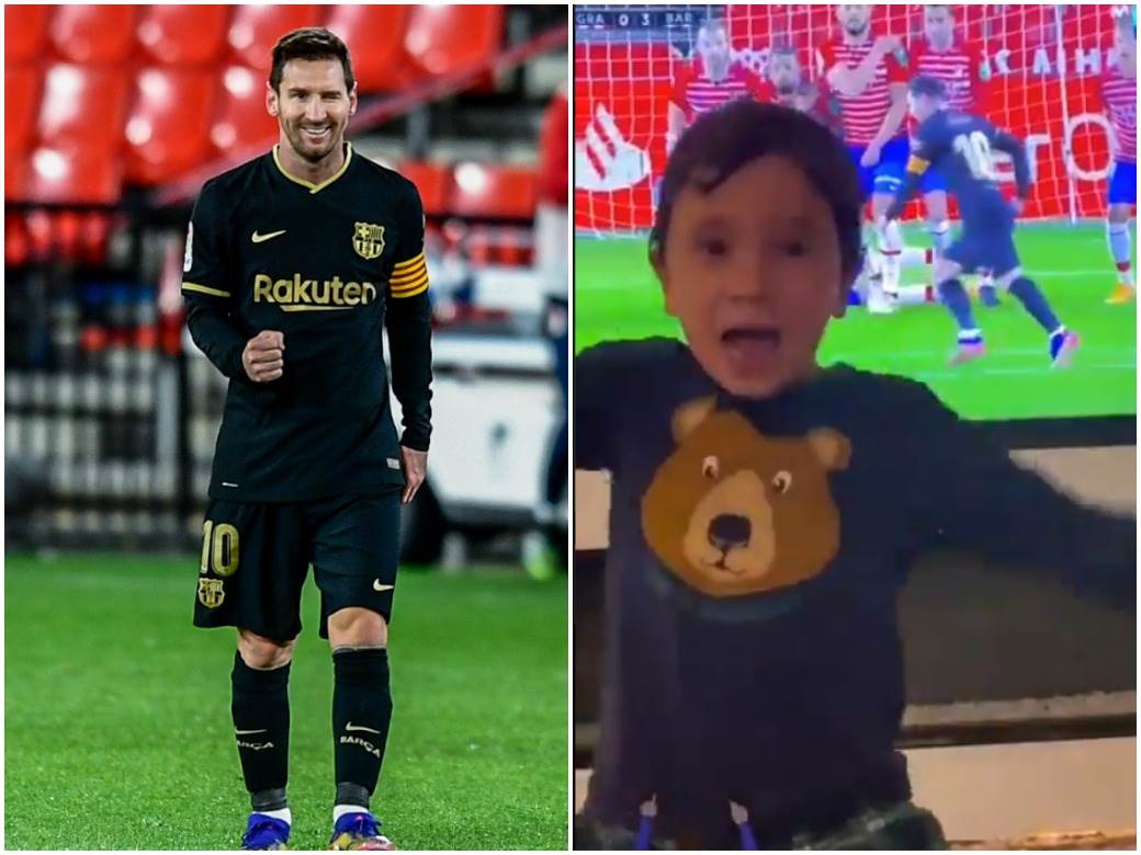  Lionel Mesi gol slavlje sinovi Mateo i Ćiro 