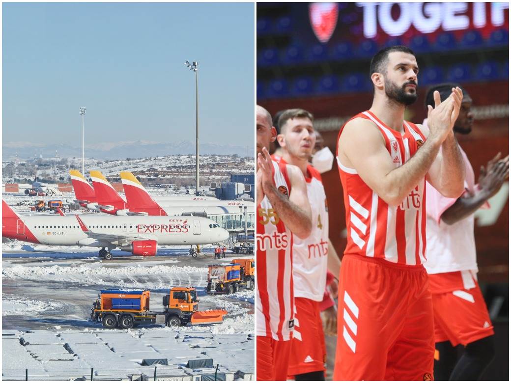  Sneg i led ne daju Zvezdi u Madrid: Crveno-beli na aerodromu, Real još u magli! 