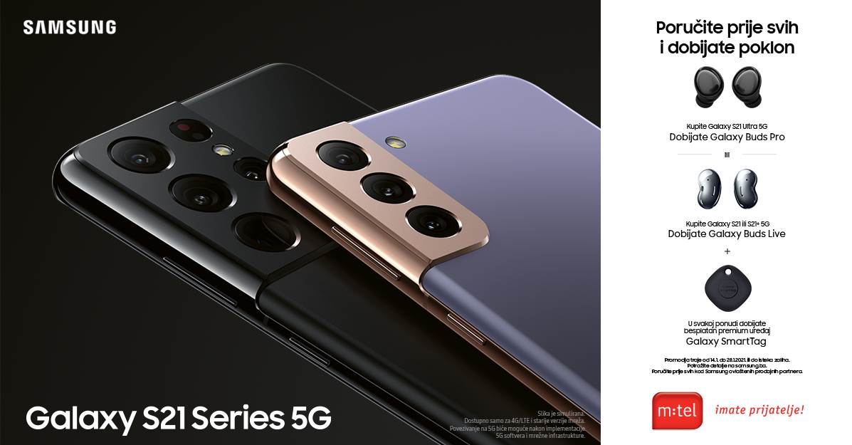  Najnovije uređaje Samsung Galaxy S21 serije u m:tel-u možete da rezervišete već danas 
