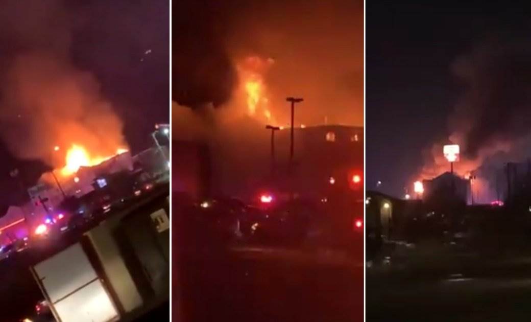 Proglašena vanredna situacija u Teksasu: Do temelja izgorio hotel - zima spriječila gašenje požara (VIDEO) 