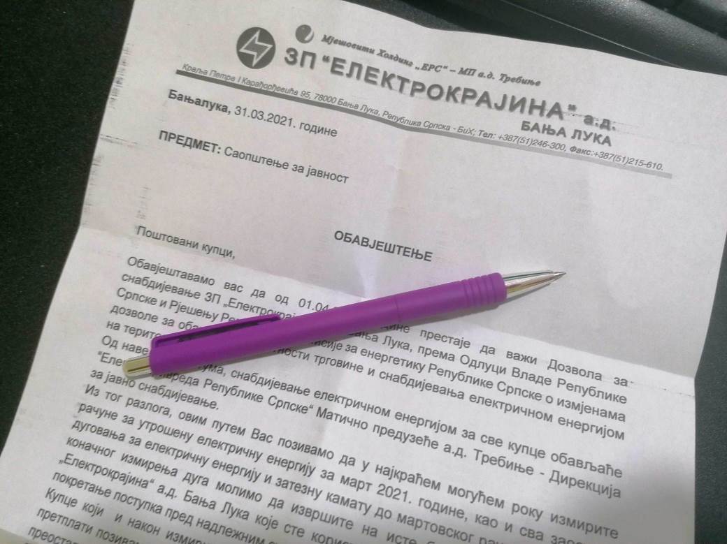  Čavić plaćanje struje Elektrokrajina 