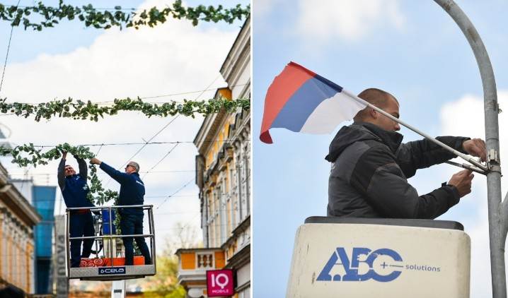  Plastični bršljenovi i srpske zastave povodom Dana grada (FOTO) 