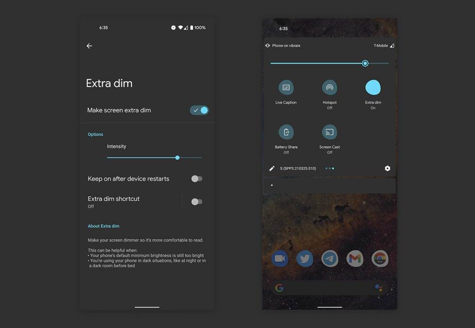  extra dim android 12 tamni režim dark mode 