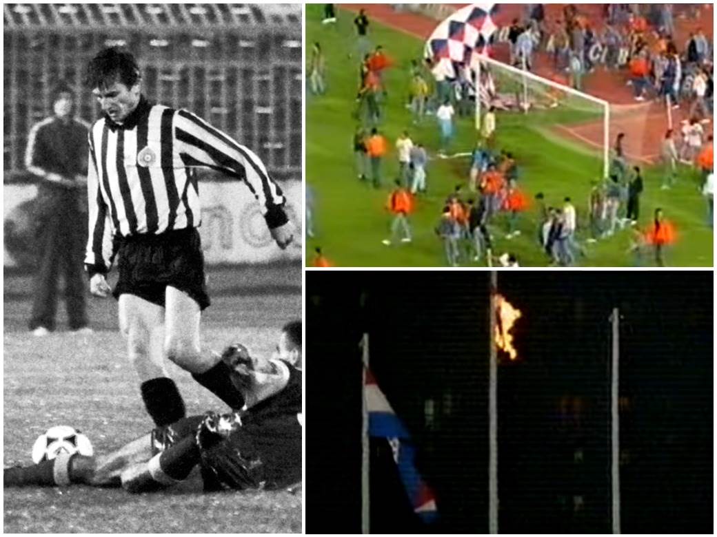  partizan-hajduk-neredi-split-zapaljena-zastava-jugoslavija-1990-hrvatska-prekinut-mec-video 
