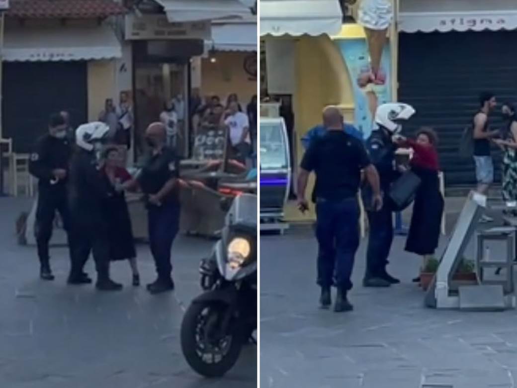  Uznemirujući prizor na trgu popularnog grčkog ostrva: Policajci vukli ženu po ulici (VIDEO) 