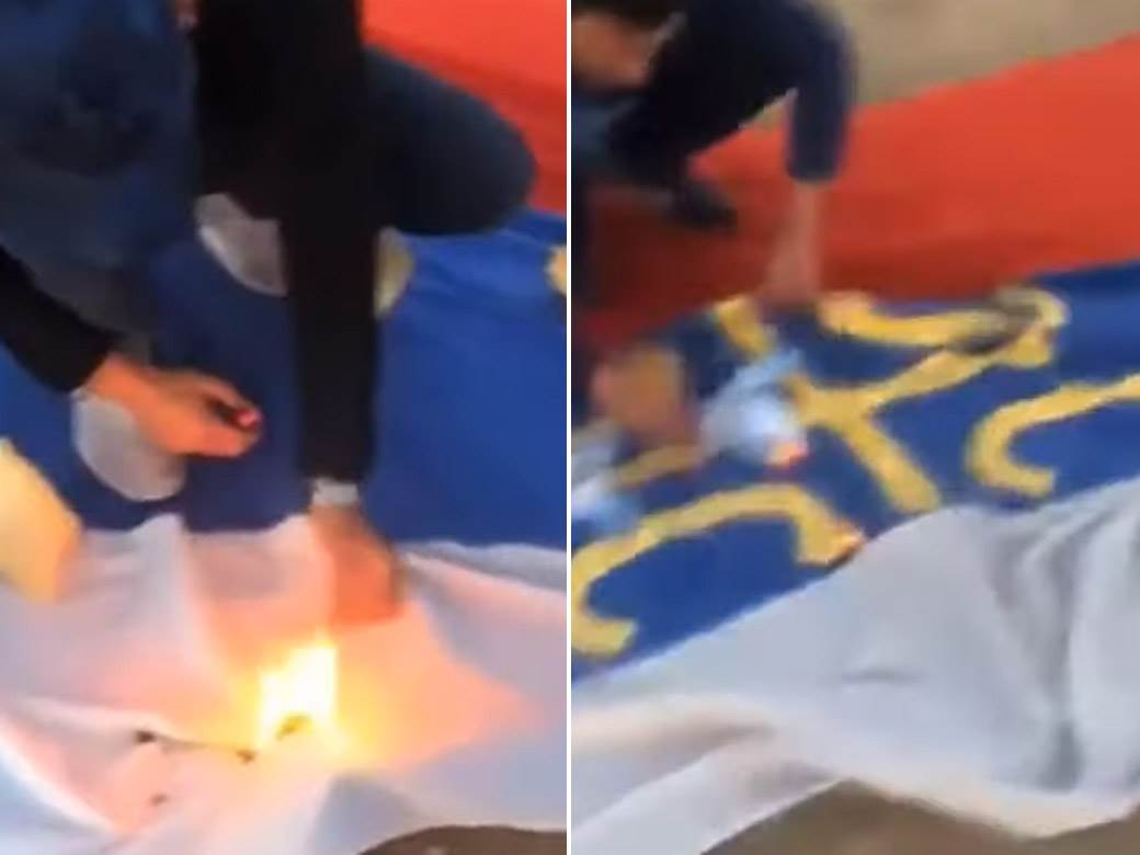  Objavili snimak kako pale zastavu: Ukradena sa ulaza u manastir Gračanica (VIDEO) 