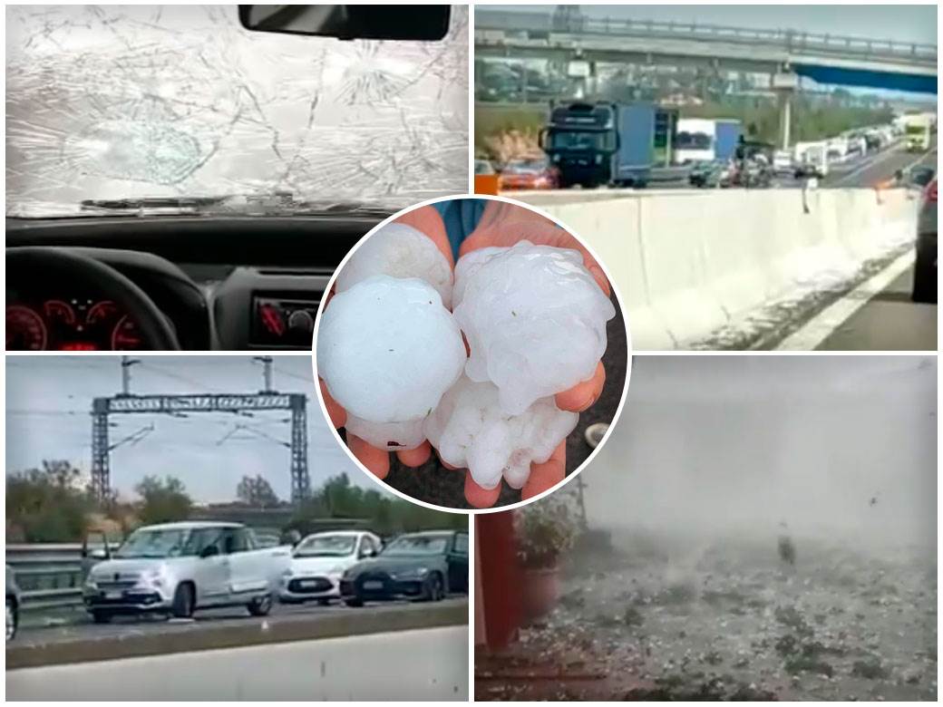  Grad veličine teniske loptice razbijao automobile na autoputu u Italiji! VIDEO 