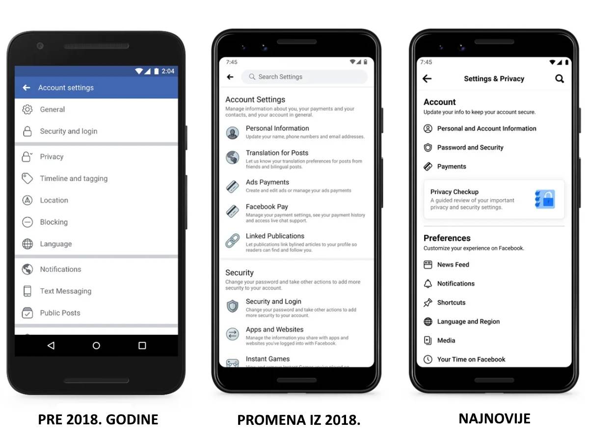  Facebook promijenio settings meni: Izbačeni šareni i suvišni elementi, a olakšano pronalaženje stavki i lakše snalaženje 