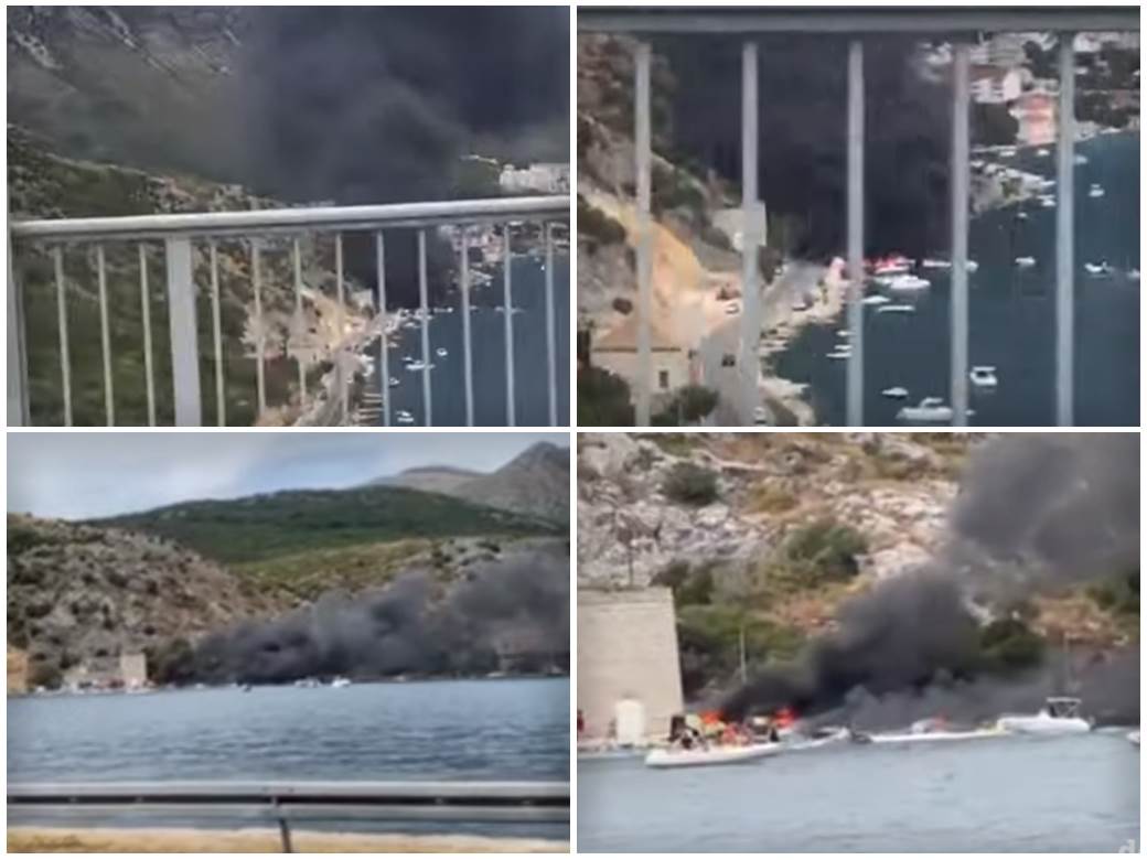  Požar kod Dubrovnika: Tokom pretakanja goriva, planuo kombi, a za njim i čamci (VIDEO) 