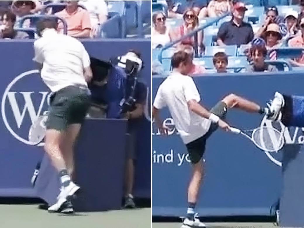  danil medvedev srušio kamermana šutirao kameru 