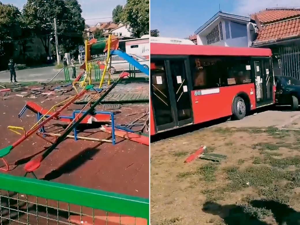  Jeziva nesreća u Zemunu: Autobus uletio u park, povrijeđena djeca 