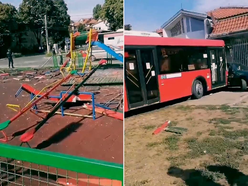  Jeziva nesreća u Zemunu: Autobus uletio u park, povrijeđena djeca 