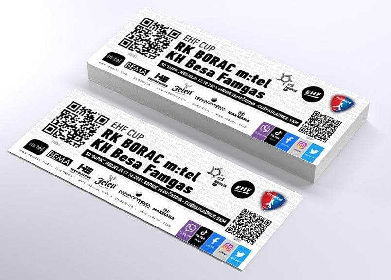  RK Borac - RK Besa, utorak ulaznice 5 KM 