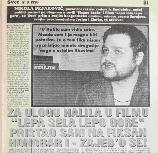  Nikola Kolja Pejaković, intervju, Svet, 1996 