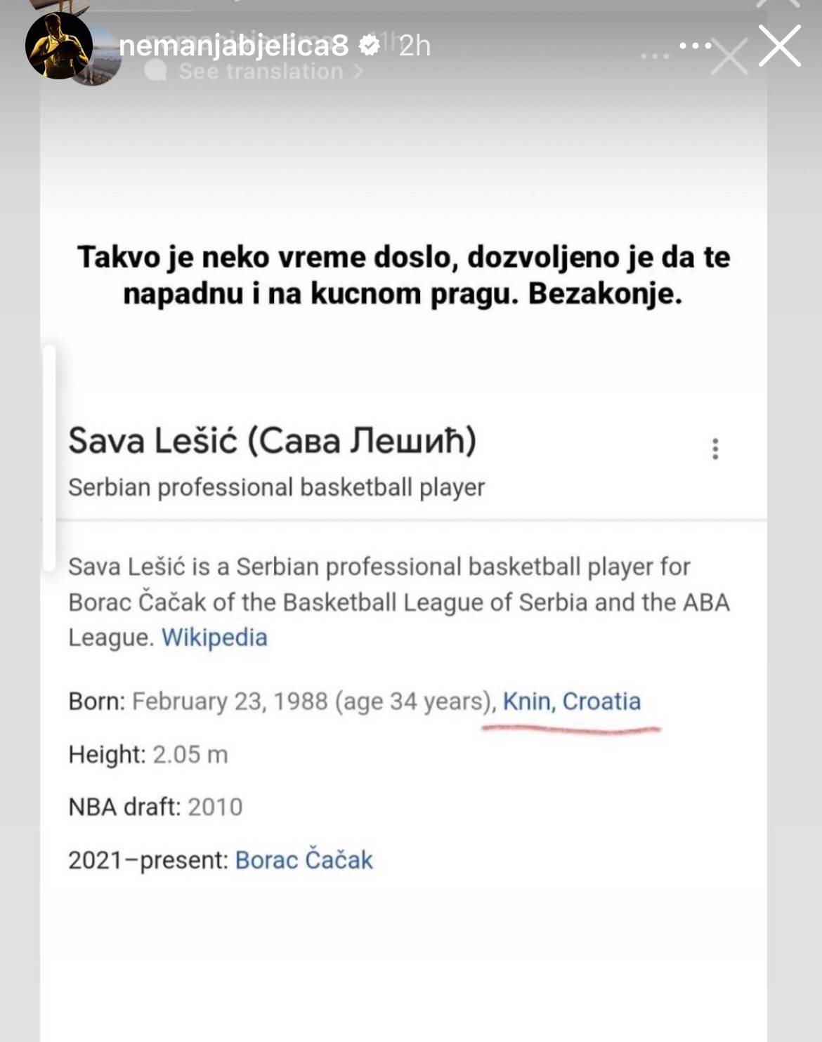 Bjelica o Savi Lešiću Bjelica o Savi Lešiću