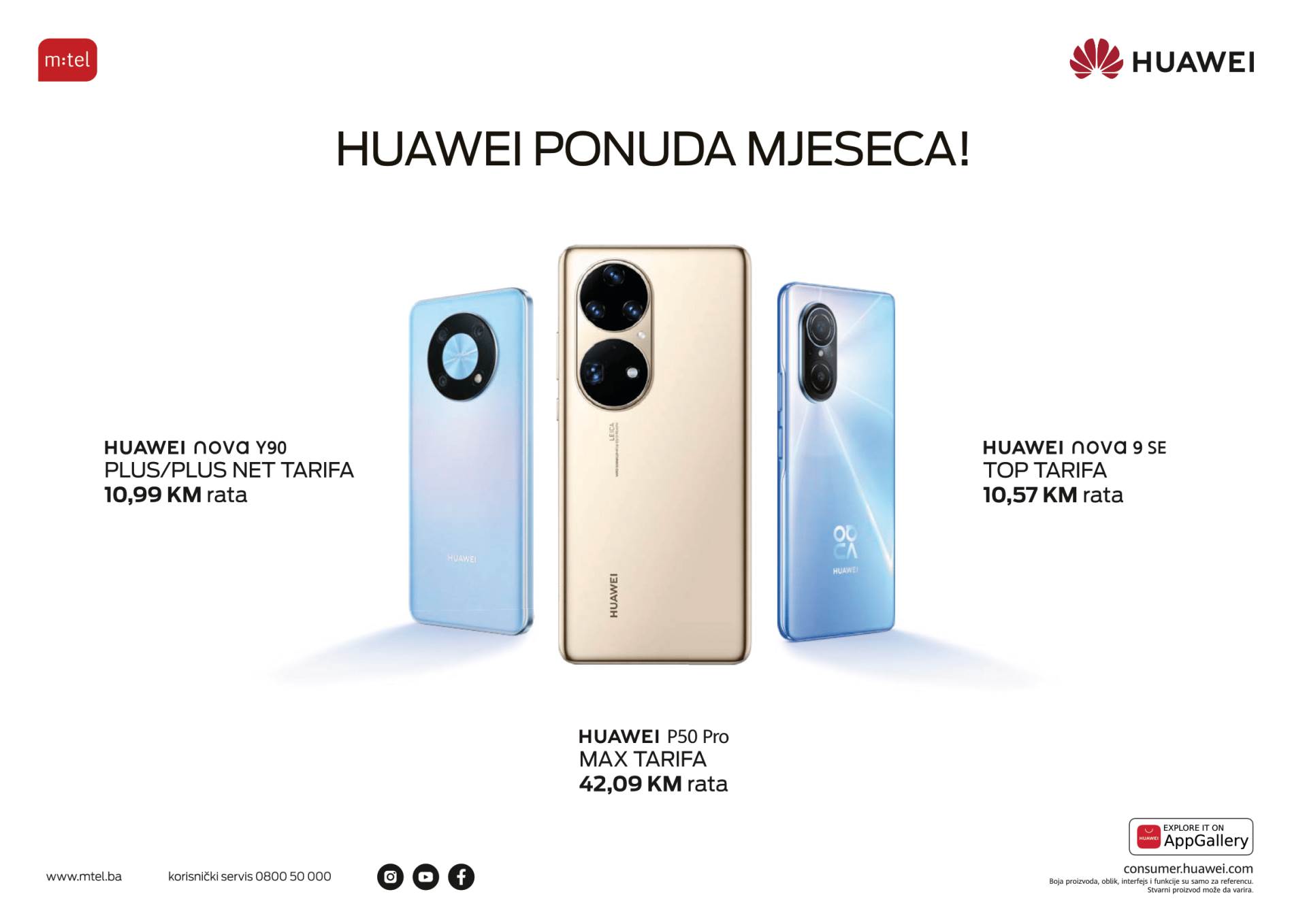  m:tel ponuda Huawei P50 Pro, Huawei nova 9 SE i Huawei nova Y90 