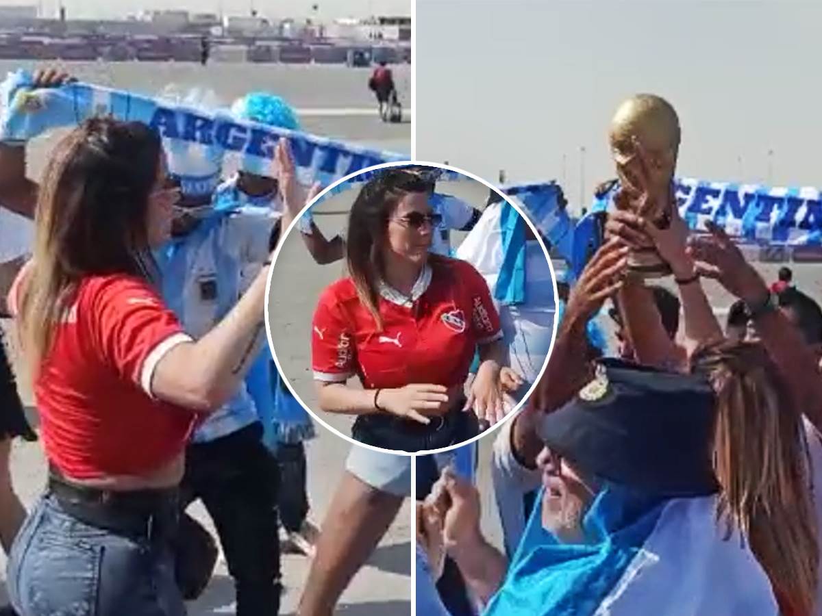  Zanosna Argentinka napravila šou pred meč: Svi došli da vide ljepoticu u crvenom dresu, ona plesala uz pehar! (VIDEO) 