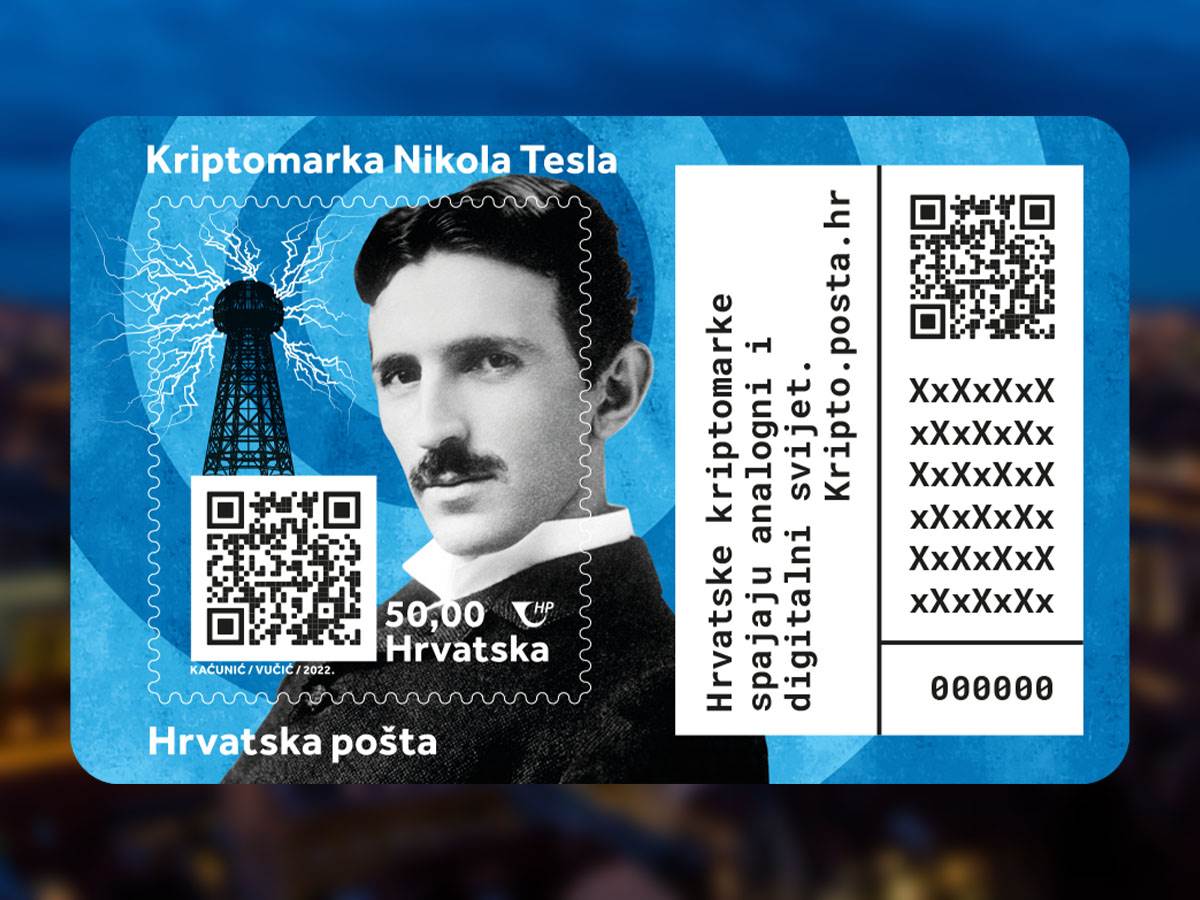  Krtiptomarka hrvatske pošte Nikola Tesla 