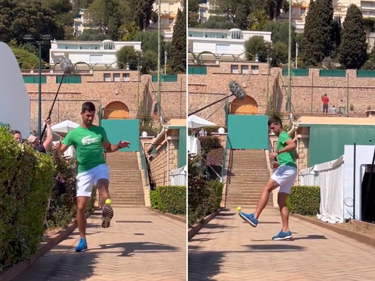  đoković izvodi fudbalske trikove sa teniskom lopticom 