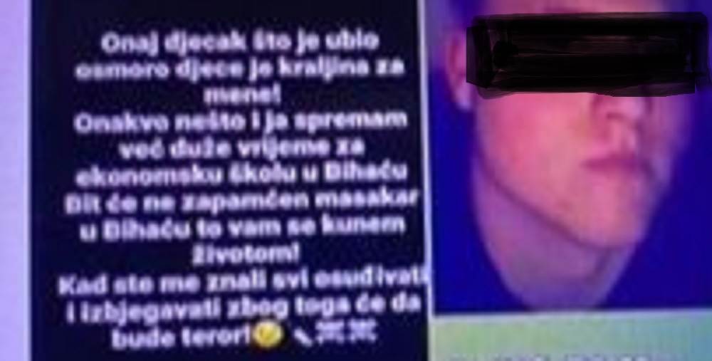  Srednjoškolac iz Bihaća prijetio na internetu: "Biće nezapamćen masakr", oglasila se i škola 