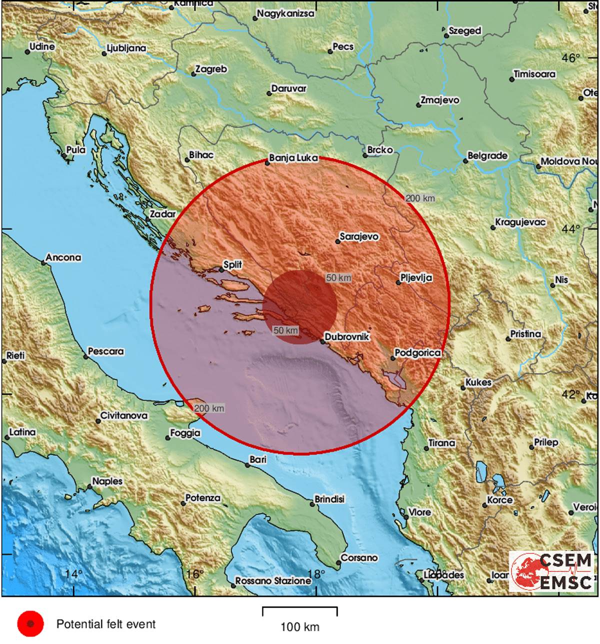  Zemljotres između Metkovića i Mostara 