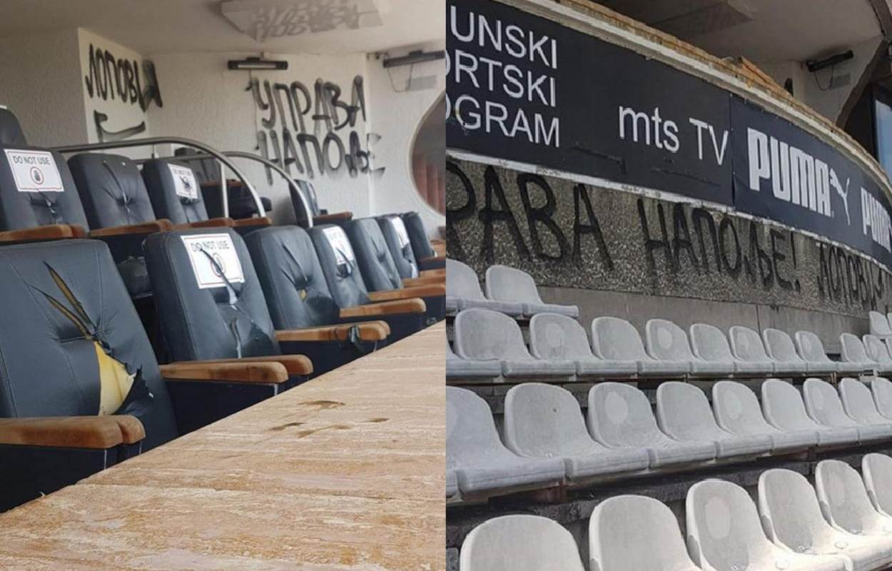  Grobari uništili ložu na stadionu Partizana 