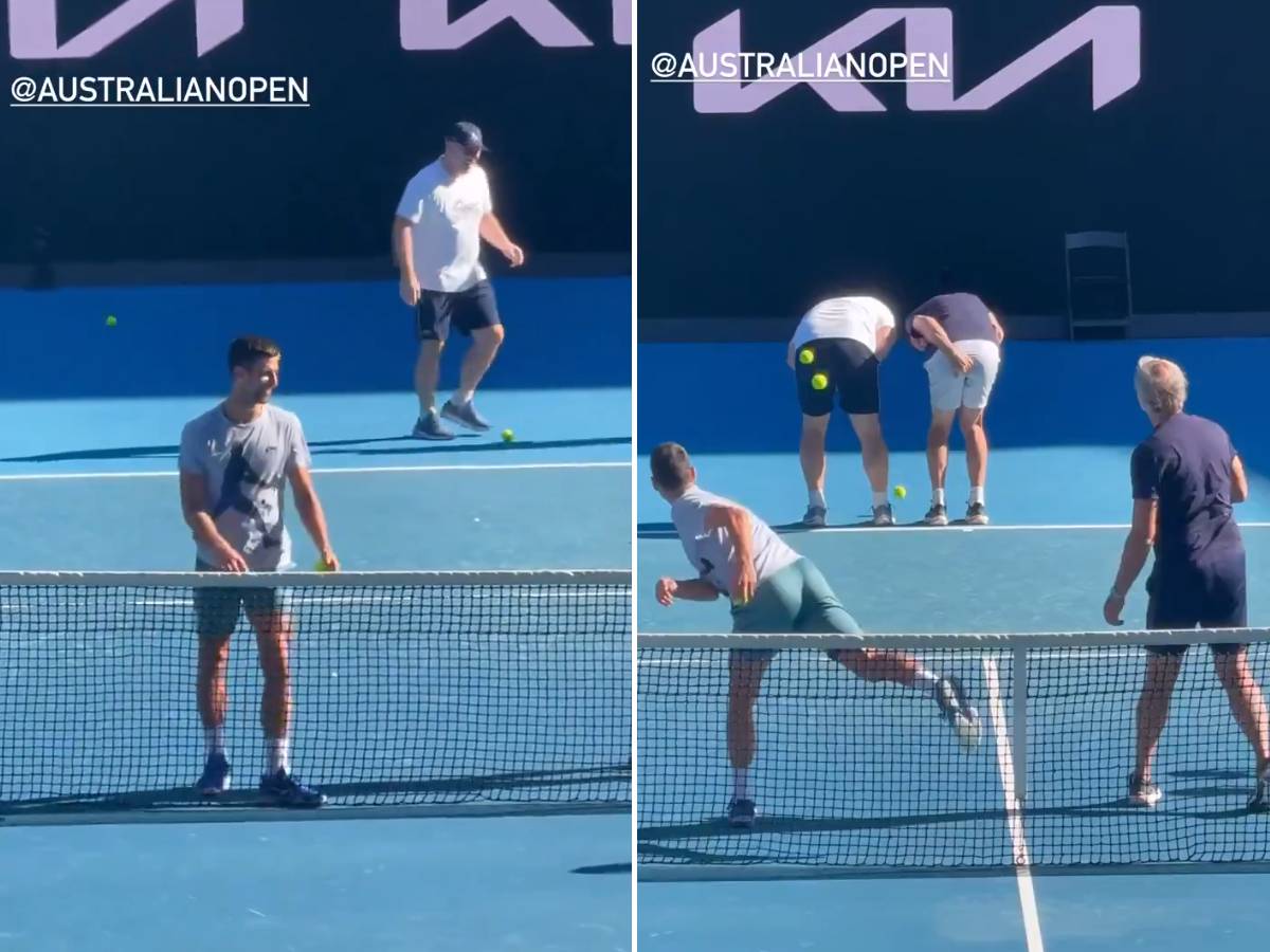  Novak Djokovic gadja trenere lopticama 