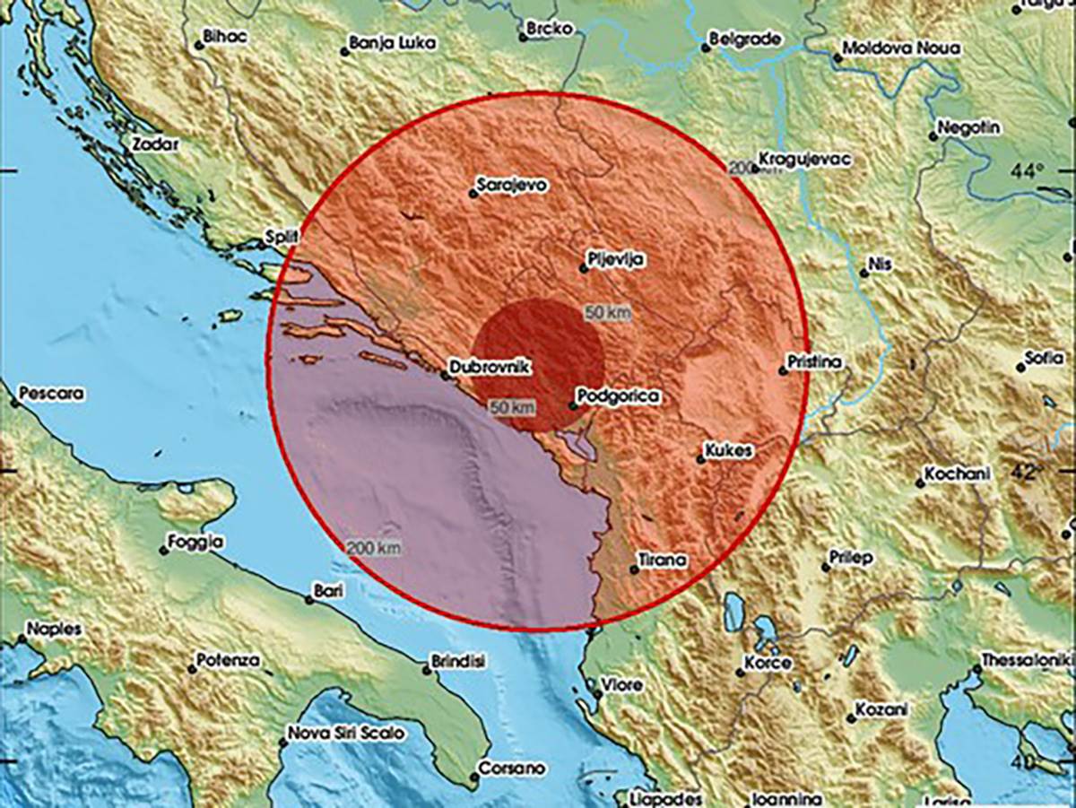 Zemljotres ponovo pogodio Crnu Goru 