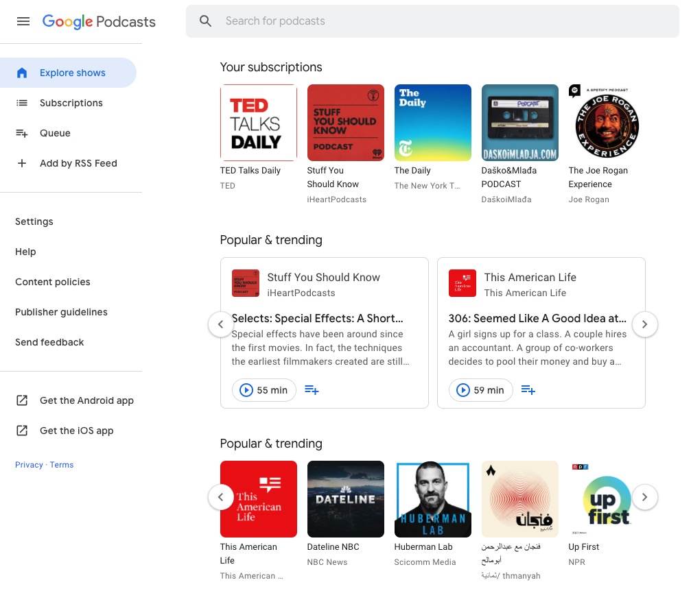Gasi se Google Podcasts aplikacija Gasi se Google Podcasts aplikacija