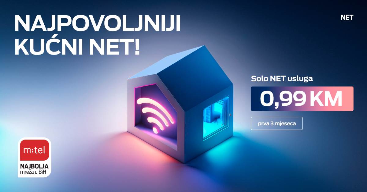  m:tel kućni internet za samo 0,99 KM prva tri mjeseca 