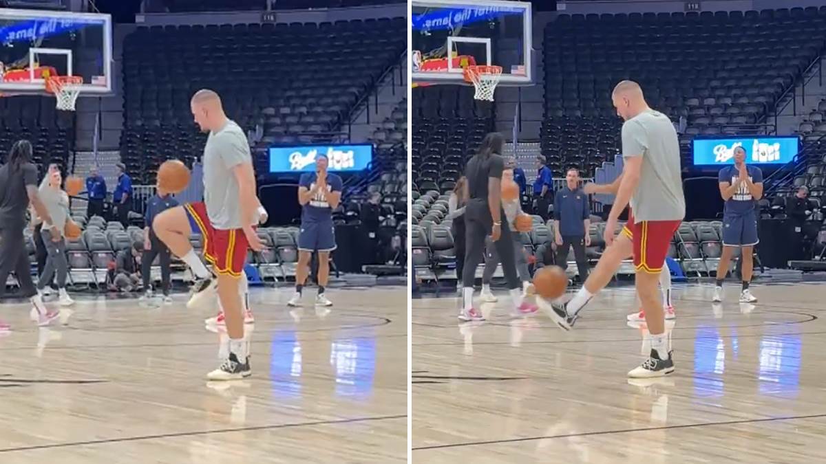 Nikola Jokić igra fudbal na zagrijavanju Nikola Jokić igra fudbal na zagrijavanju