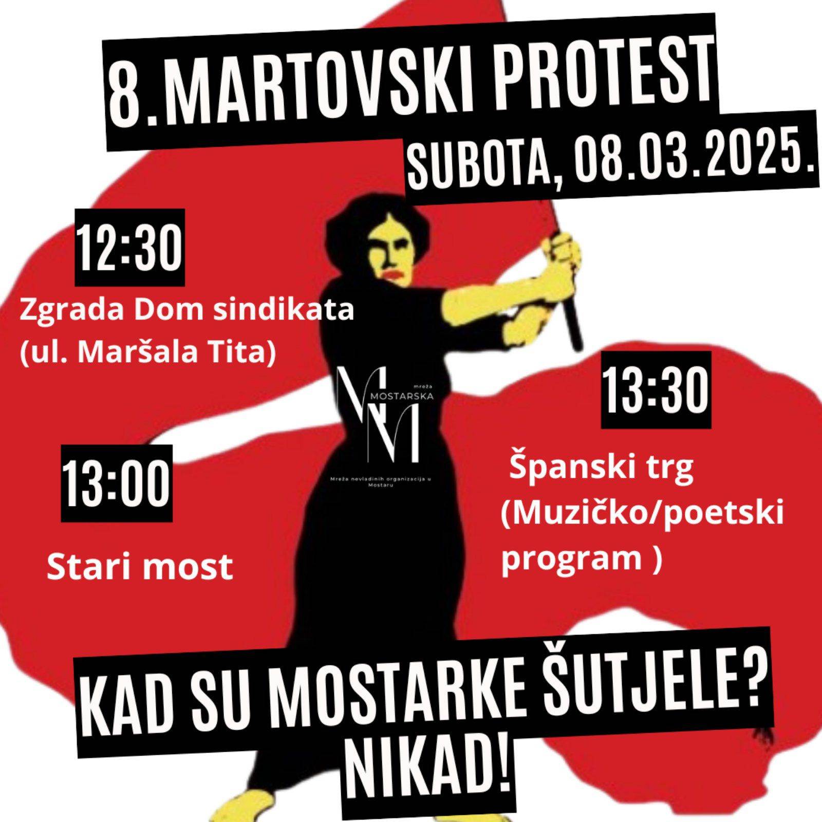 Protestna šetnja u Mostaru 8. mart Protestna šetnja u Mostaru 8. mart