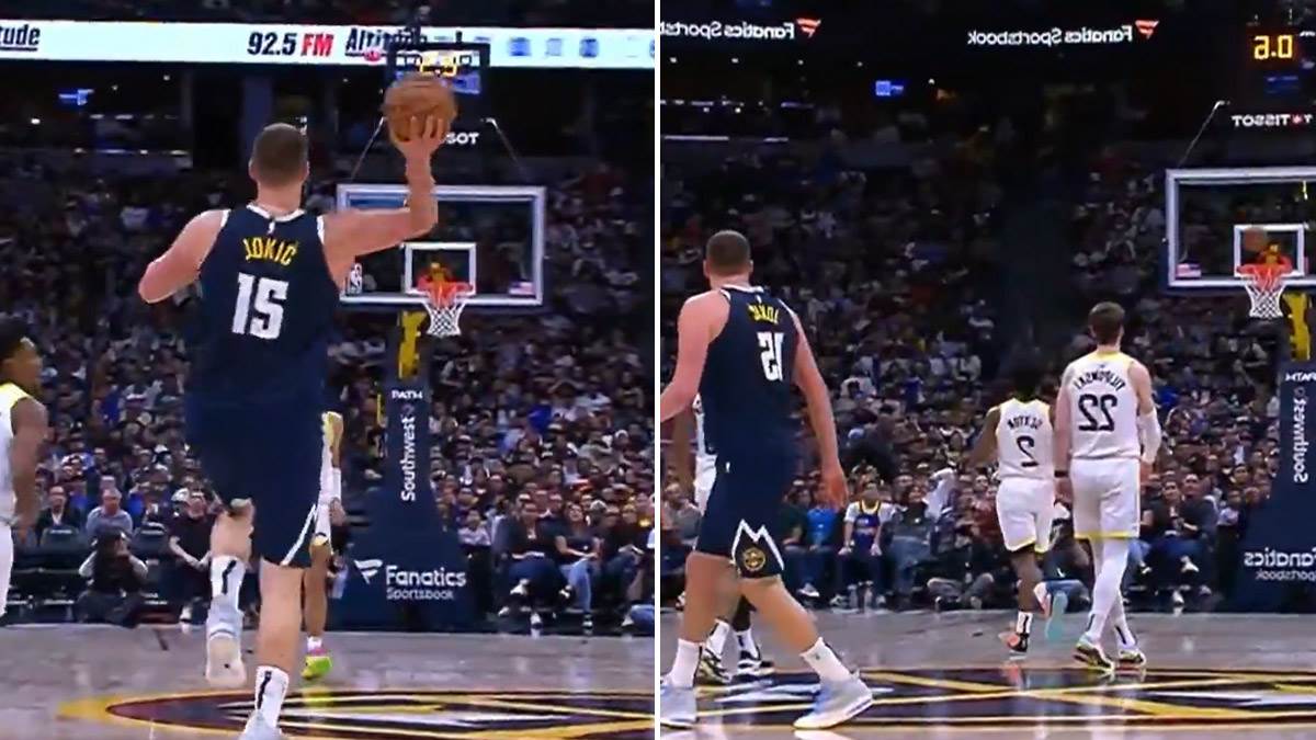 Nikola jokić trojka jednom rukom sa svoje polovine Nikola jokić trojka jednom rukom sa svoje polovine