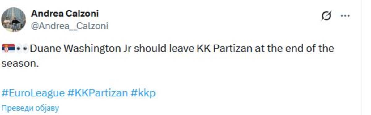 Dvejn Vašington napušta partizan 