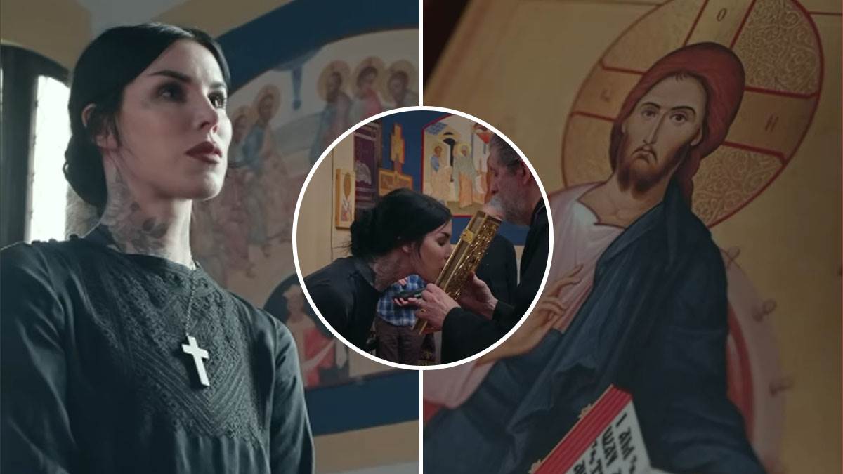  Čuvena tatu umetnica Ket Von Di prešla u pravoslavlje, moli se i ljubi ikone u crkvi pred Uskrs 