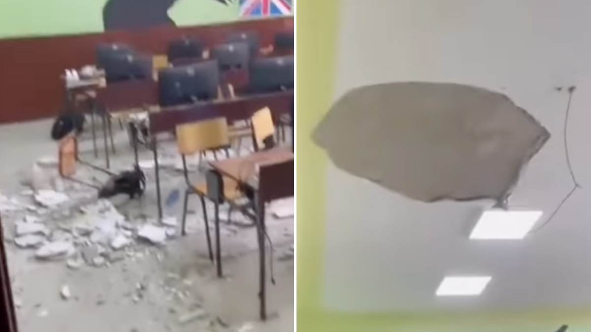 Pao plafon u gimnaziji u Bečeju Pao plafon u gimnaziji u Bečeju