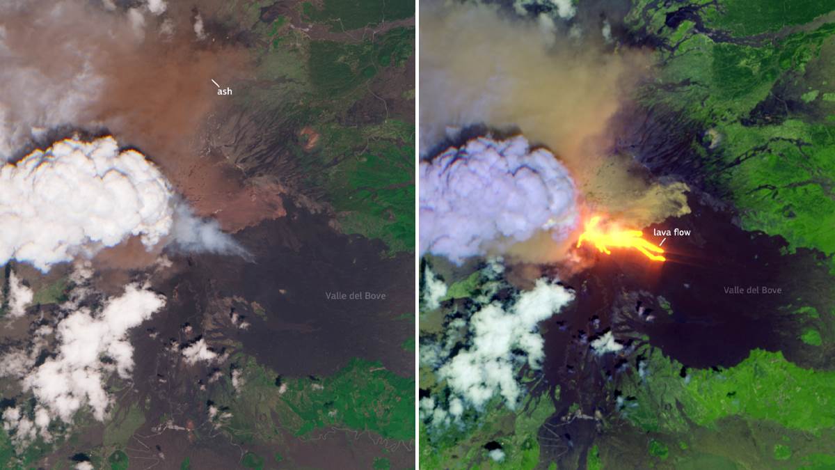  erupcija vulkana etna iz svemira 