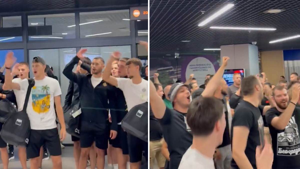  Grobari sačekali Partizanove igrače na aerodromu 