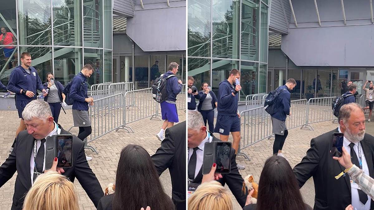  Navijači Srbije pozdravili košarkaše ispred dvorane na Eurobasketu 