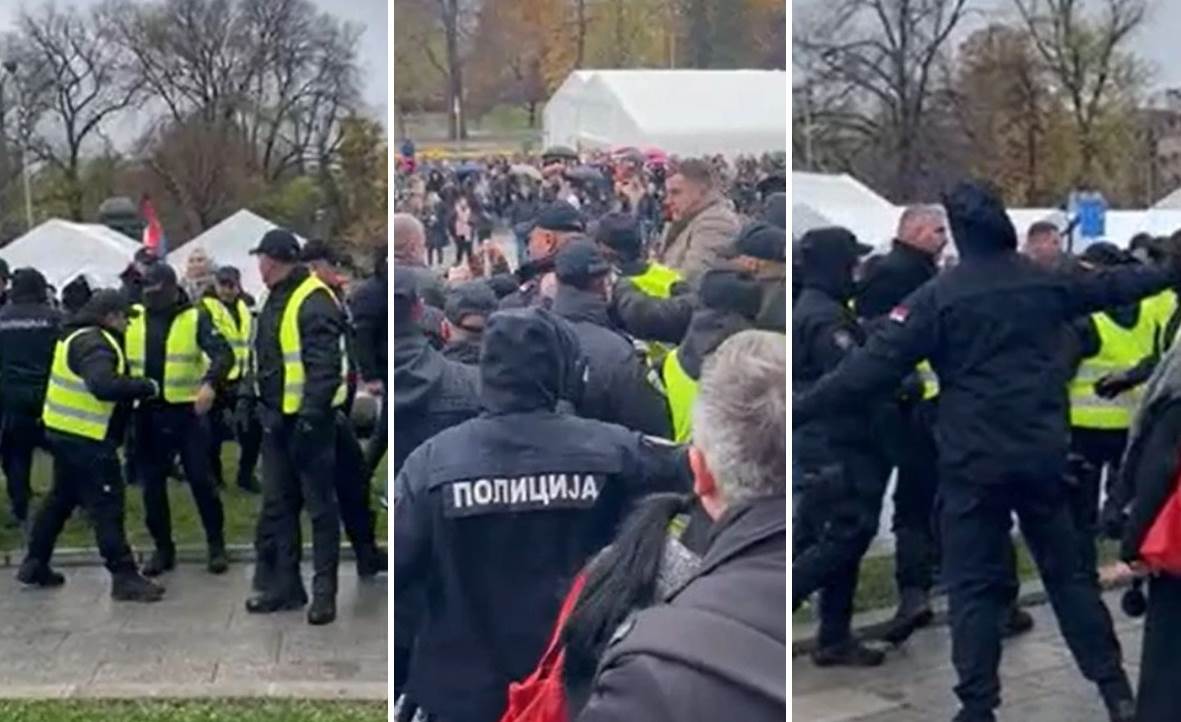  Incident ispred Skupštine Srbije: Presječena žica na ogradi, uslijedio fizički obračun 