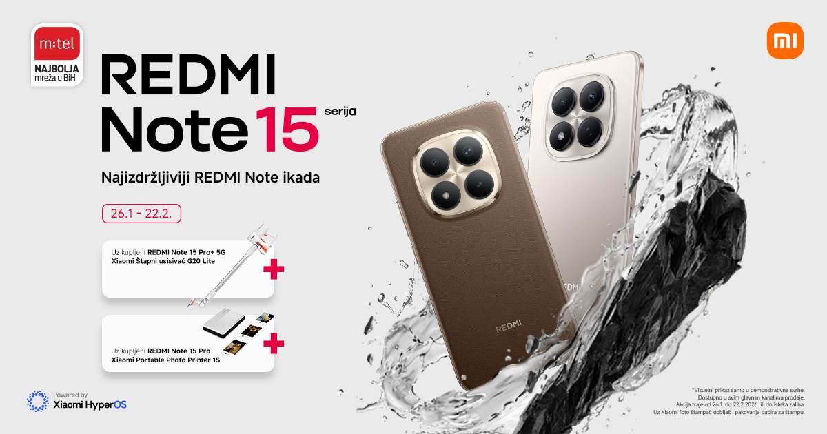  Nova Redmi Note 15 serija uz atraktivne poklone u m:tel ponudi 