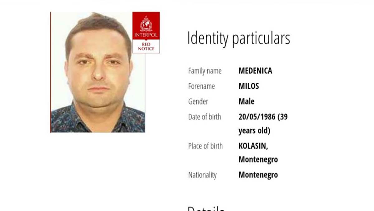  Interpol raspisao crvenu potjernicu za Milošem Medenicom 
