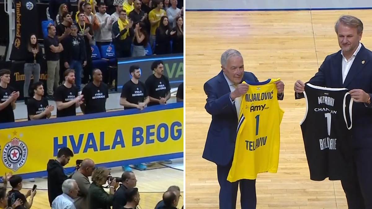  Igrači Makabija sa transparentom Hvala Beograde 