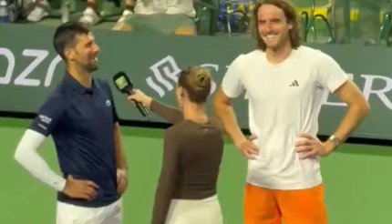  Novka Đoković i Stefanos Cicipas zabavili publiku poslije pobjede u dublu 